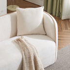 Coral 82' Curved Sofa 3-Seater for Living Rooms and Bedrooms in Beige Fabric Sofa