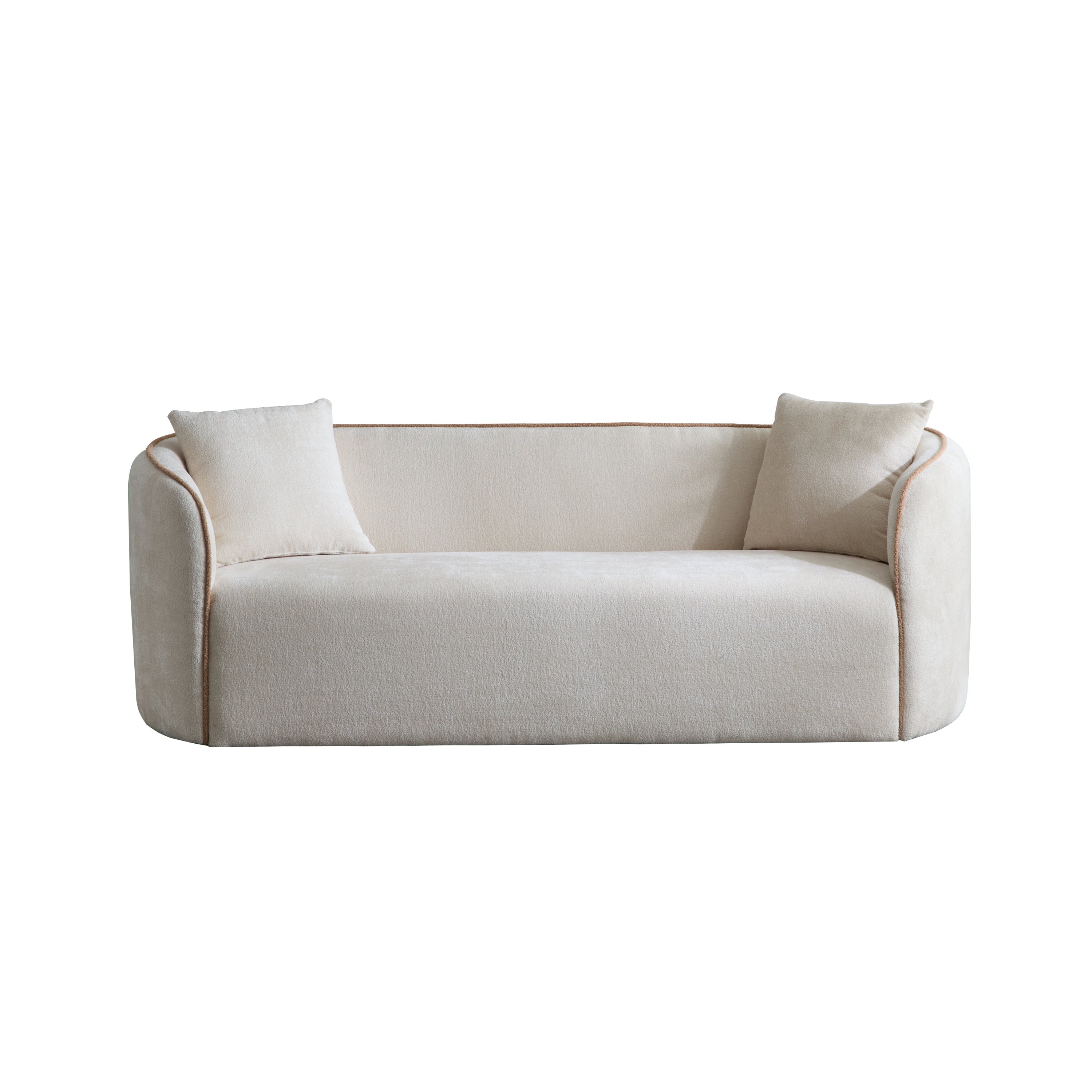 Coral 82' Curved Sofa 3-Seater for Living Rooms and Bedrooms in Beige Fabric Sofa