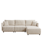 Multi-Module Combination Style Modern Minimalist Corduroy Sofa with 2 Comfort Cushions and USB & C Charging Ports for Living Room