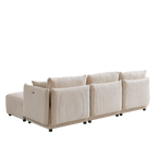 Multi-Module Combination Style Modern Minimalist Corduroy Sofa with 2 Comfort Cushions and USB & C Charging Ports for Living Room