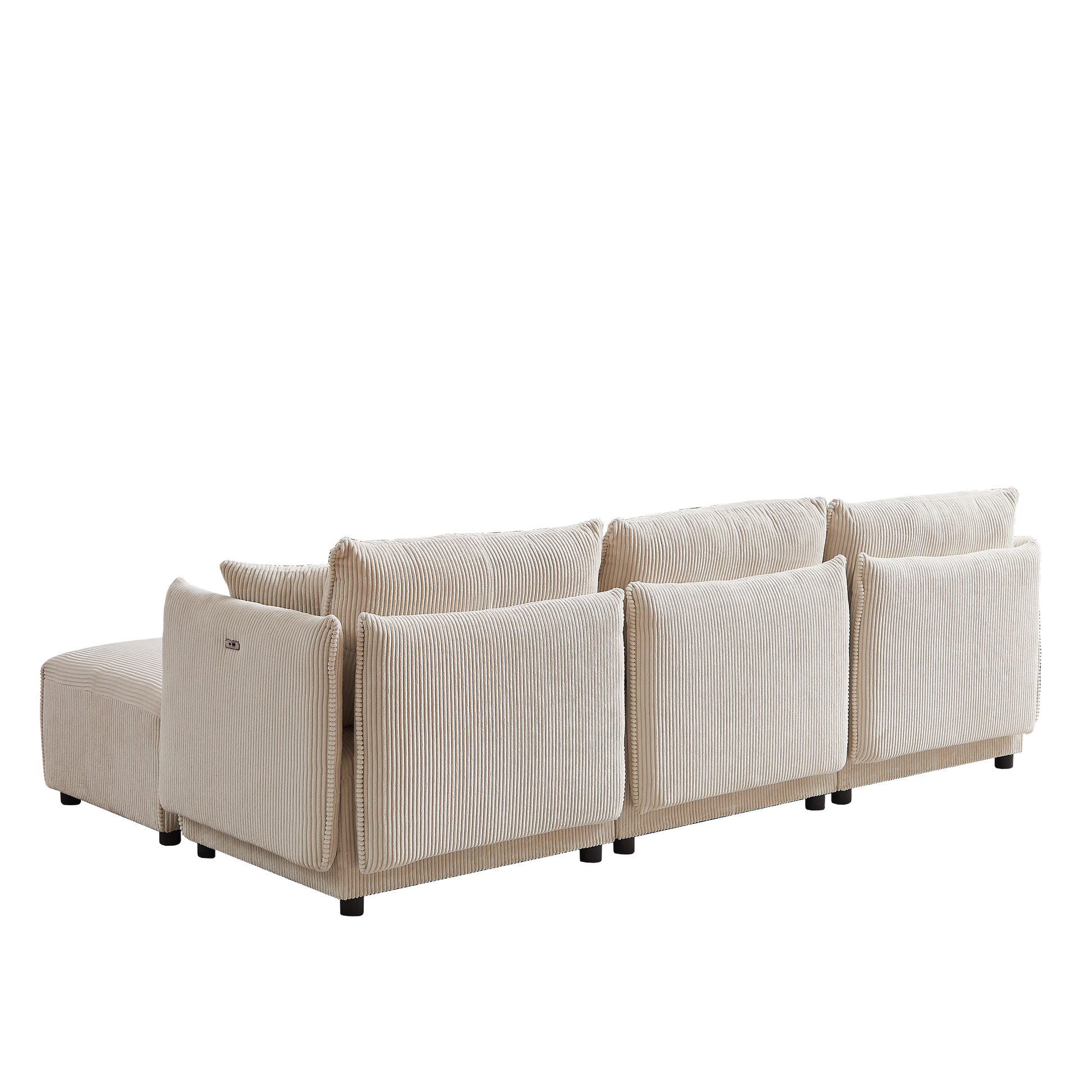 Multi-Module Combination Style Modern Minimalist Corduroy Sofa with 2 Comfort Cushions and USB & C Charging Ports for Living Room