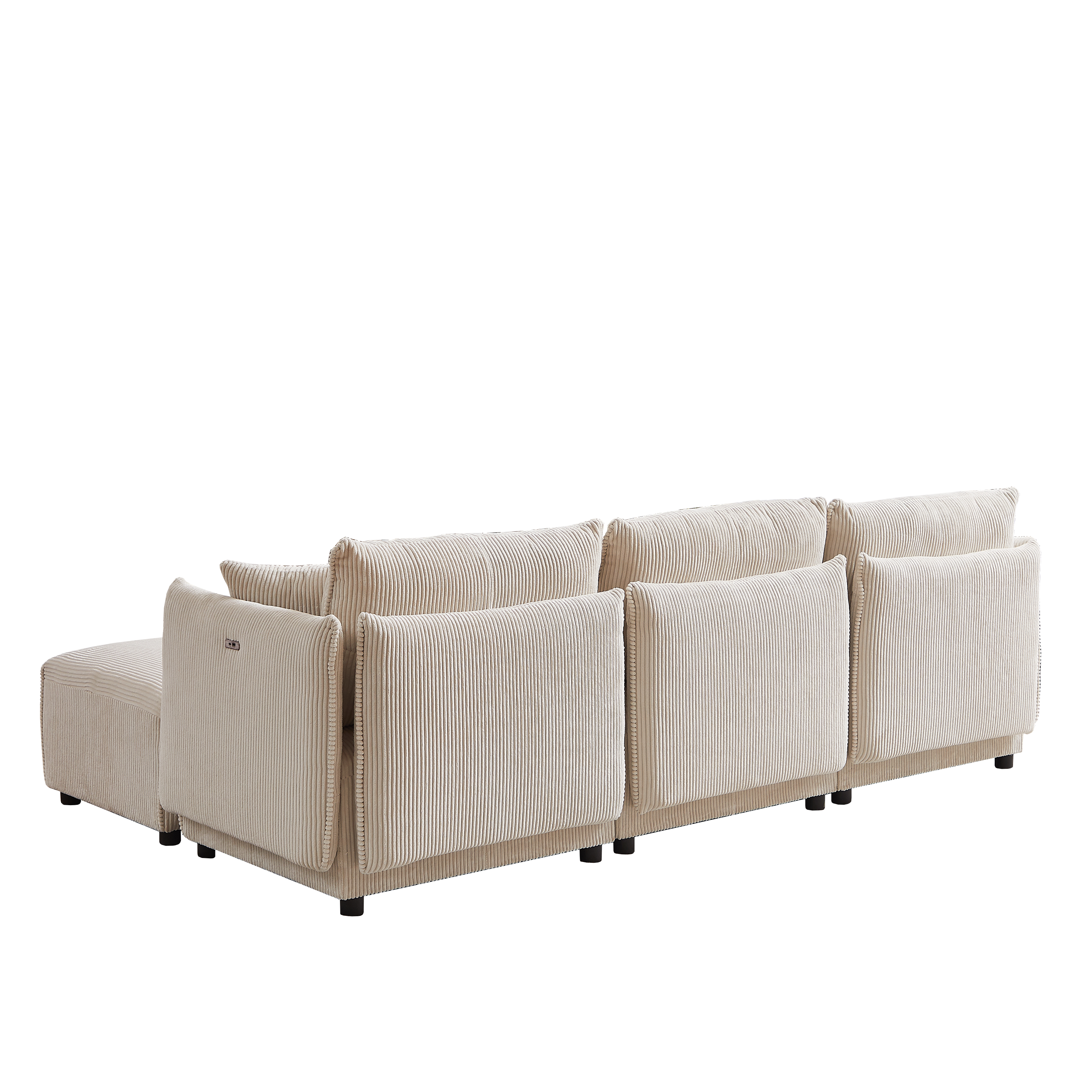 Multi-Module Combination Style Modern Minimalist Corduroy Sofa with 2 Comfort Cushions and USB & C Charging Ports for Living Room