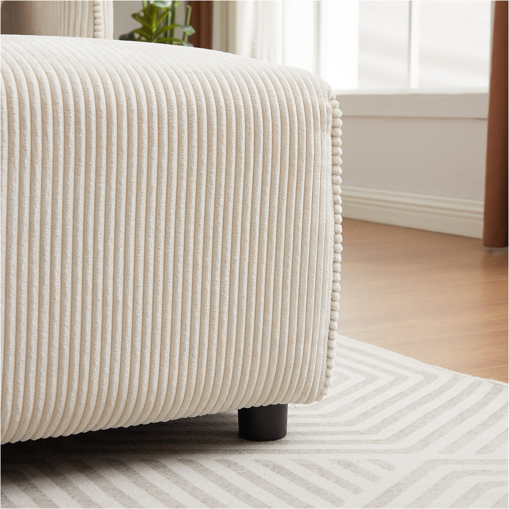 Multi-Module Combination Style Modern Minimalist Corduroy Sofa with 2 Comfort Cushions and USB & C Charging Ports for Living Room