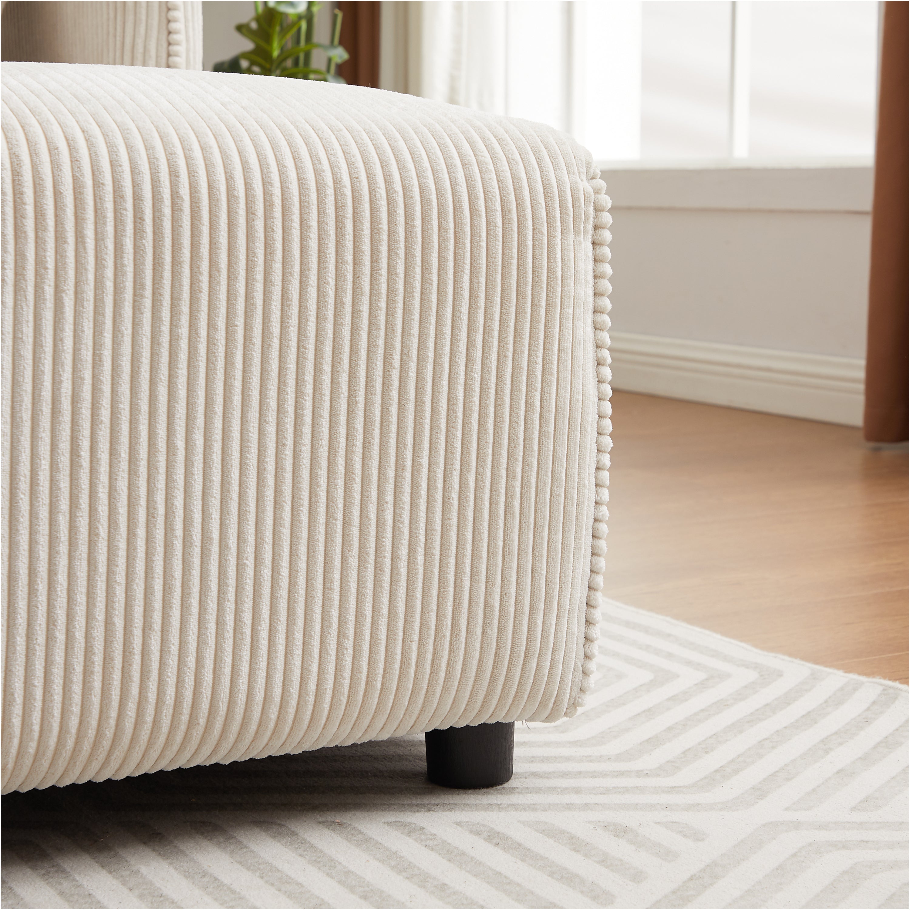 Multi-Module Combination Style Modern Minimalist Corduroy Sofa with 2 Comfort Cushions and USB & C Charging Ports for Living Room