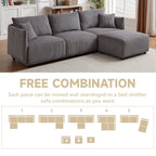 Multi-Module Combination Style Modern Minimalist Corduroy Sofa with 2 Comfort Cushions and USB & C Charging Ports for Living Room