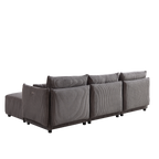 Multi-Module Combination Style Modern Minimalist Corduroy Sofa with 2 Comfort Cushions and USB & C Charging Ports for Living Room
