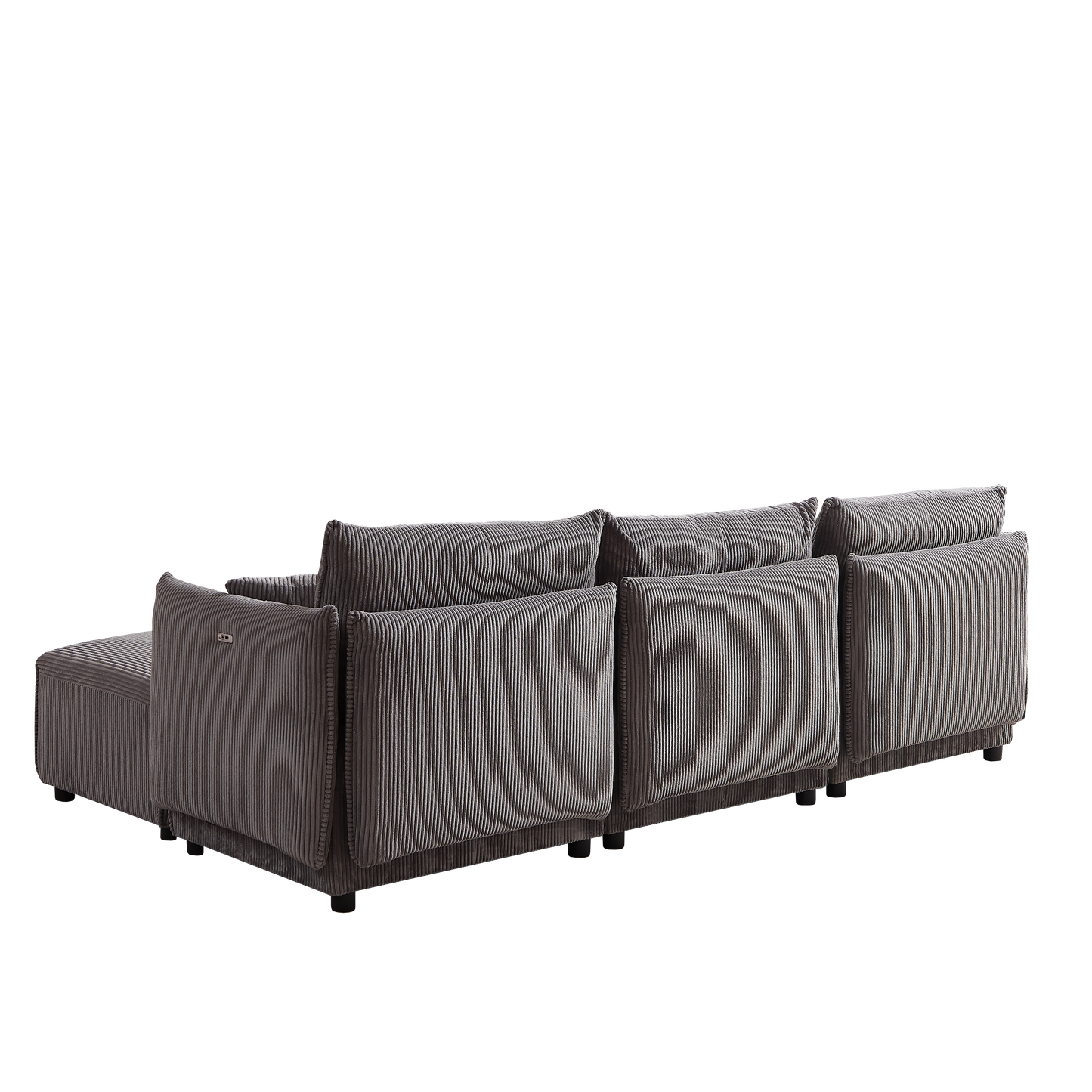Multi-Module Combination Style Modern Minimalist Corduroy Sofa with 2 Comfort Cushions and USB & C Charging Ports for Living Room