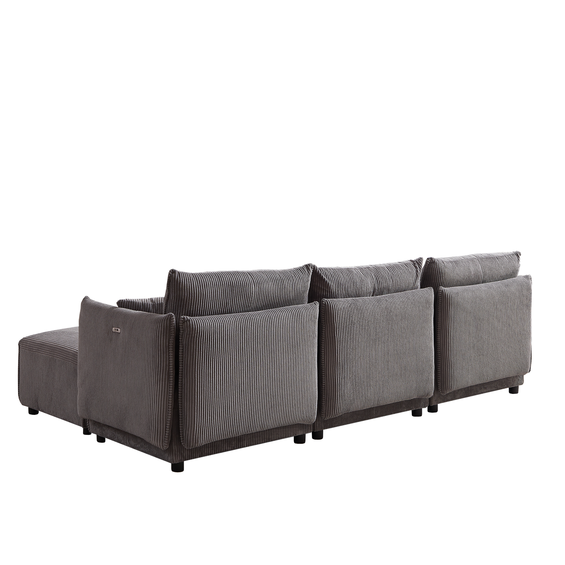 Multi-Module Combination Style Modern Minimalist Corduroy Sofa with 2 Comfort Cushions and USB & C Charging Ports for Living Room