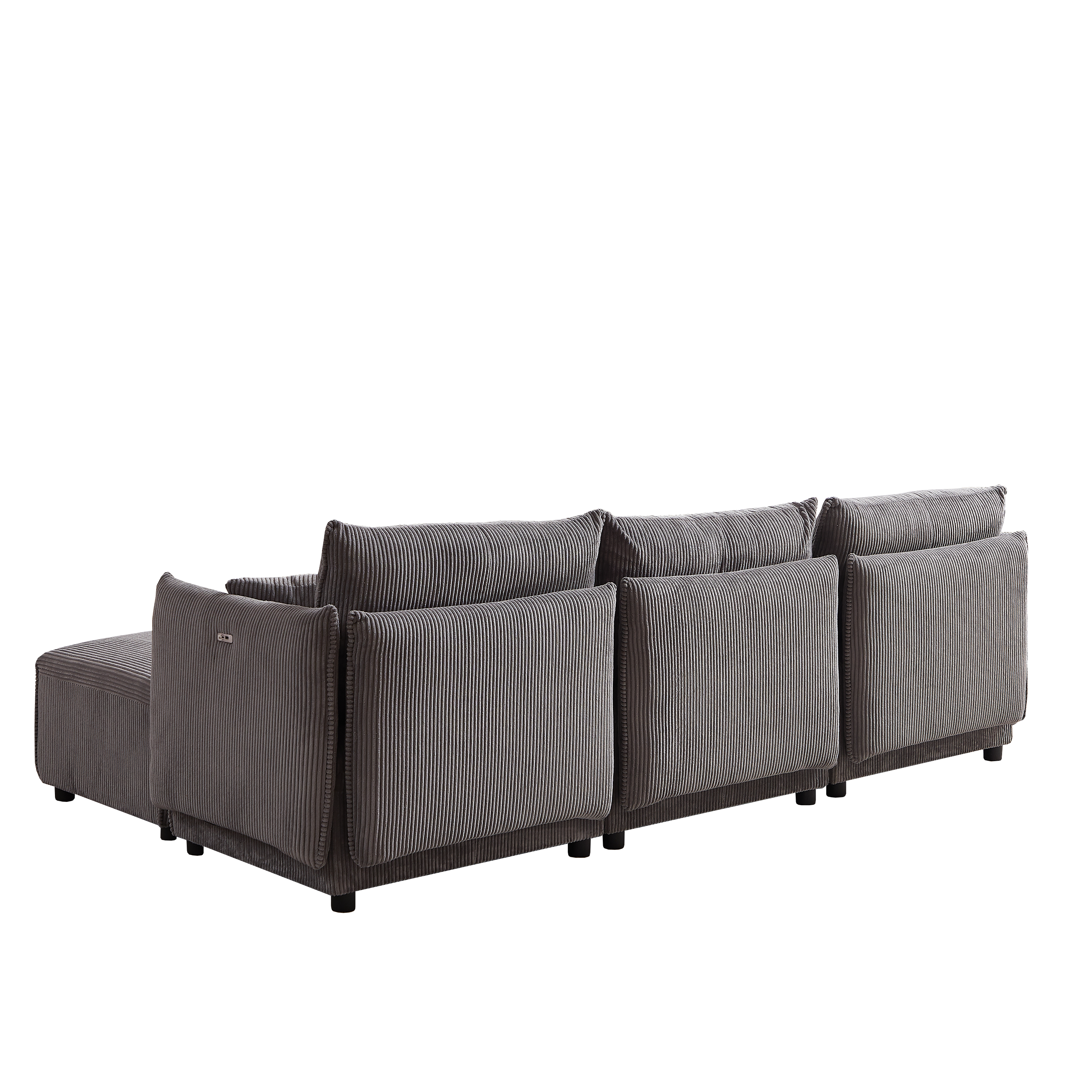 Multi-Module Combination Style Modern Minimalist Corduroy Sofa with 2 Comfort Cushions and USB & C Charging Ports for Living Room