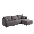 Multi-Module Combination Style Modern Minimalist Corduroy Sofa with 2 Comfort Cushions and USB & C Charging Ports for Living Room