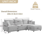 Multi-Module Combination Style Sofa for Living Room, Bedroom and Other Lounge Spaces, Modern Minimalist Corduroy Combination Sofa with 2 Comfort Cushions with USB & C Charging Ports,beige,two sets
