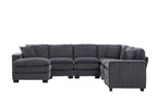 Modern U Shaped 6-seat Sectional Sofa Couch with one Ottoman and three toss pillows ,Modular Sofa for Living Room,Corduroy sofa