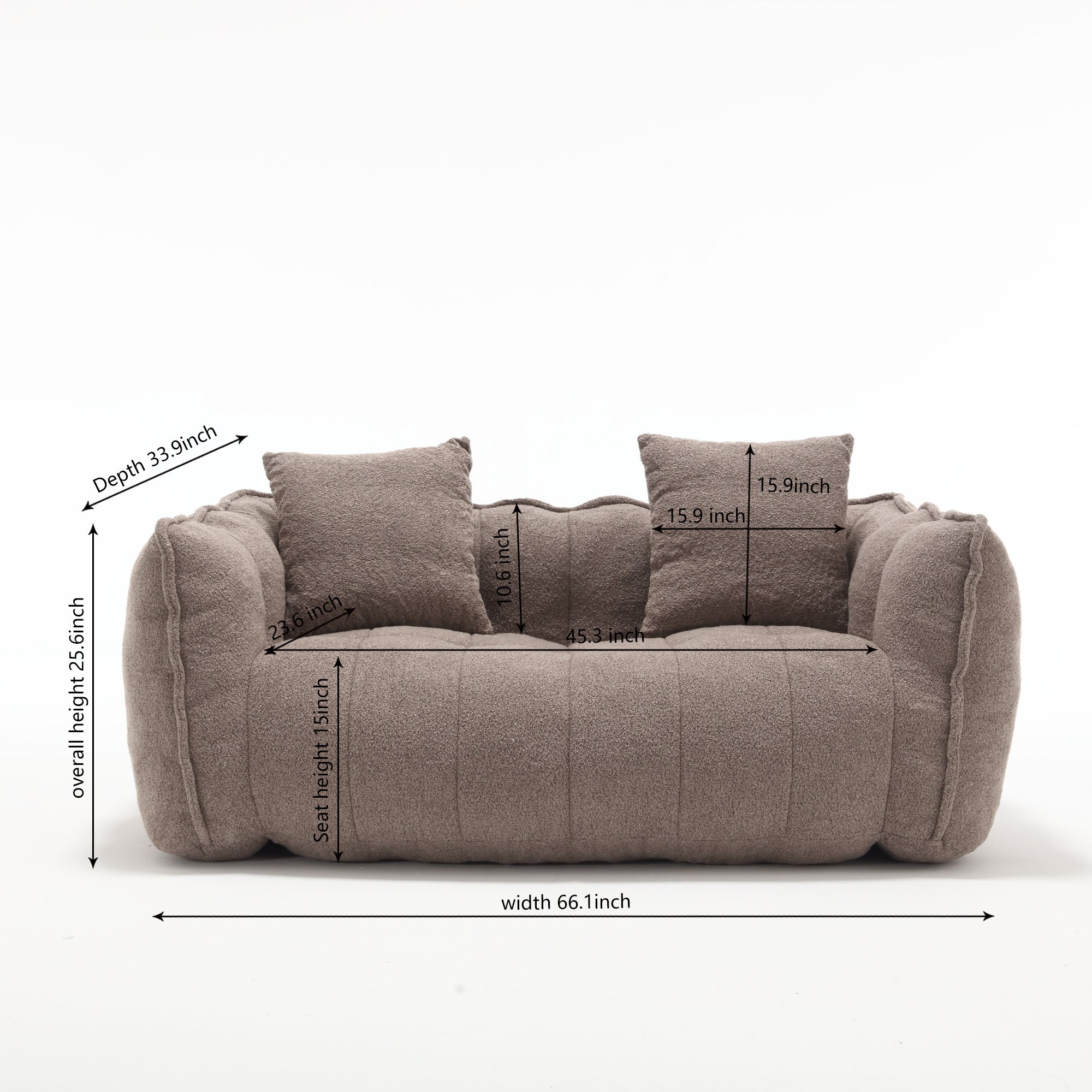 Soft beanbag chair with high resilience foam core for two people. The comfortable square recliner sofa is ideal for family members and friends engaged in games, reading, watching TV