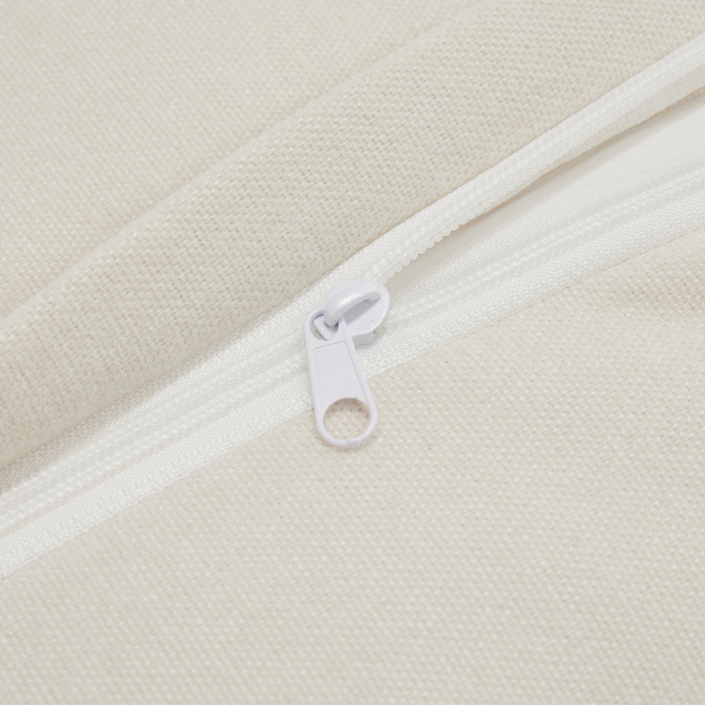 Slip-covered Armchair with 1 Big Back Cushion and 2 Big Toss Pillows, Single Deep Seat Comfy Single Couch Sofa Multiple Large Soft Pillows, Chenille Fabric, Cream