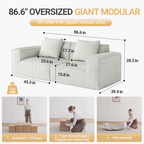 Belfin Modular Sectional Sofa, Convertible Tofu Block Sofa Floor Sofa Bed Armrest Comfy Sofa Bed Compressed Sofa Compression Sofa for Living Room Bedroom - Chenille Fabric (Cream) Sectional Sofa
