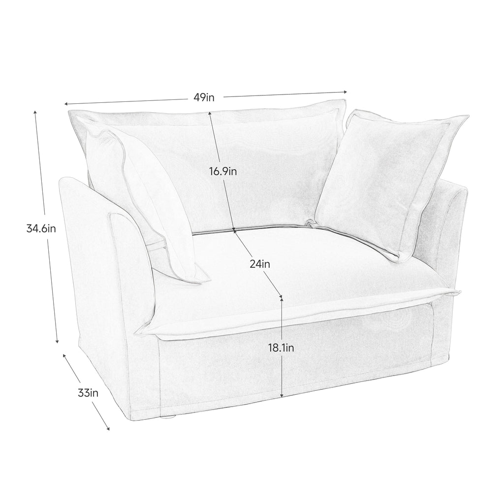 Set of 2 Slipcovered Armchairs,Deep Seat Accent Chair Set for Living Room, Reading Room, Bedroom and Working Spaces,Armchair Sets with Large Soft Pillows,Chenille Fabric,Cream