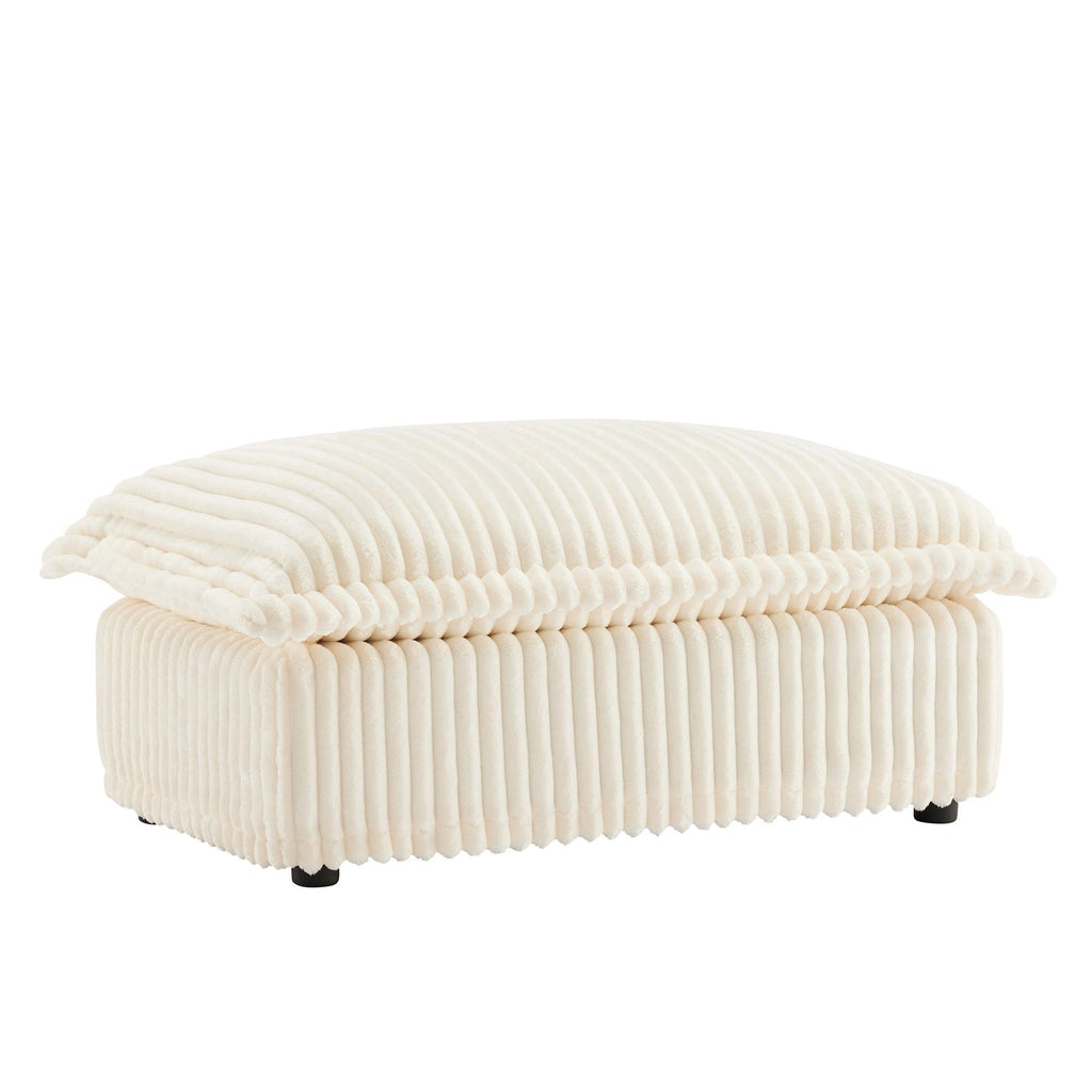 Cream Corduroy Koala Ottoman with Luxurious Design.