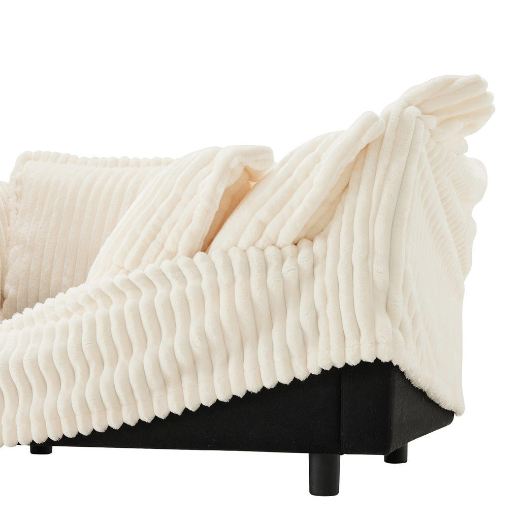 Cream Corduroy Koala Ottoman with Luxurious Design.