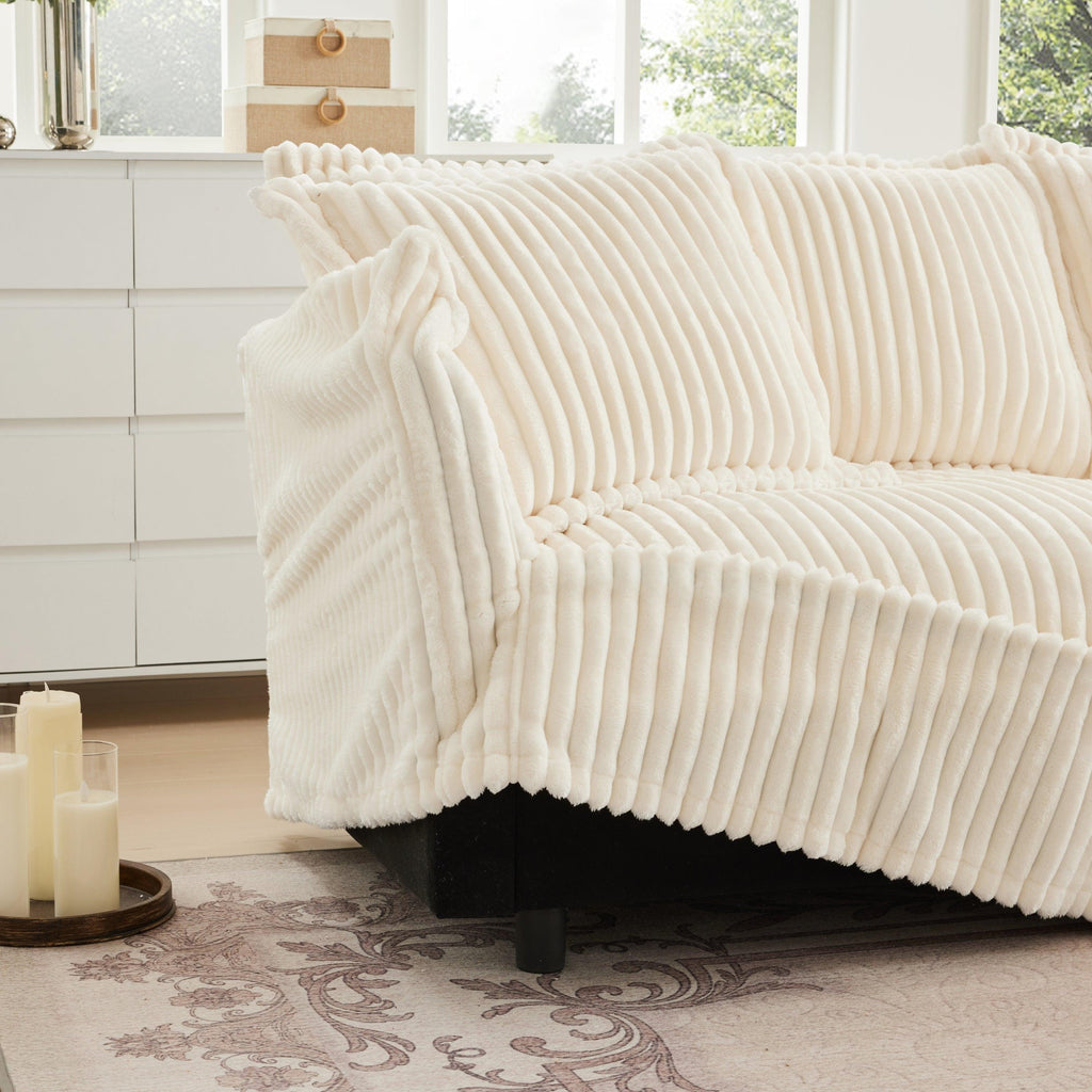 Cream Corduroy Koala Ottoman with Luxurious Design.