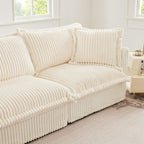 Cream Corduroy Koala Ottoman with Luxurious Design.