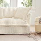 Cream Corduroy Koala Ottoman with Luxurious Design.
