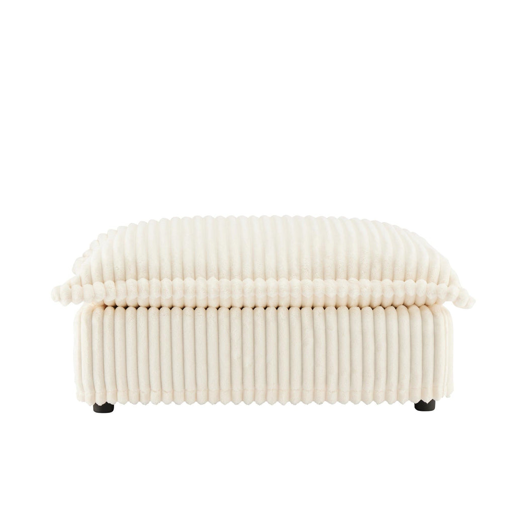 Cream Corduroy Koala Ottoman with Luxurious Design.