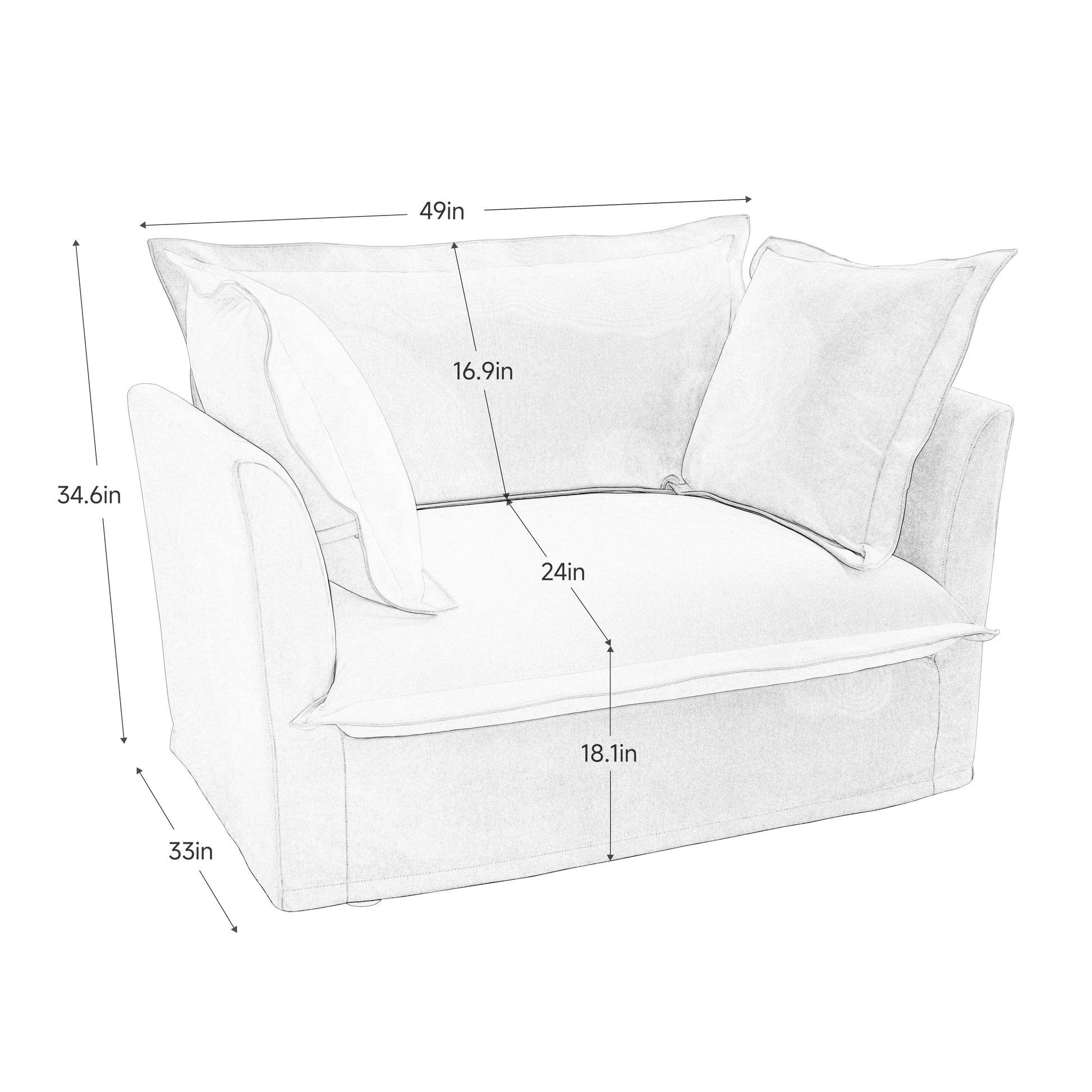 Set of 2 Slipcovered Armchairs,Deep Seat Accent Chair Set for Living Room, Reading Room, Bedroom and Working Spaces,Armchair Sets with Large Soft Pillows,Cream Corduroy Fabric