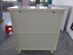 Modern Retro Sideboard Buffet Storage Cabinet with Adjustable Shelves and Tempered Glass Doors in Cream Color