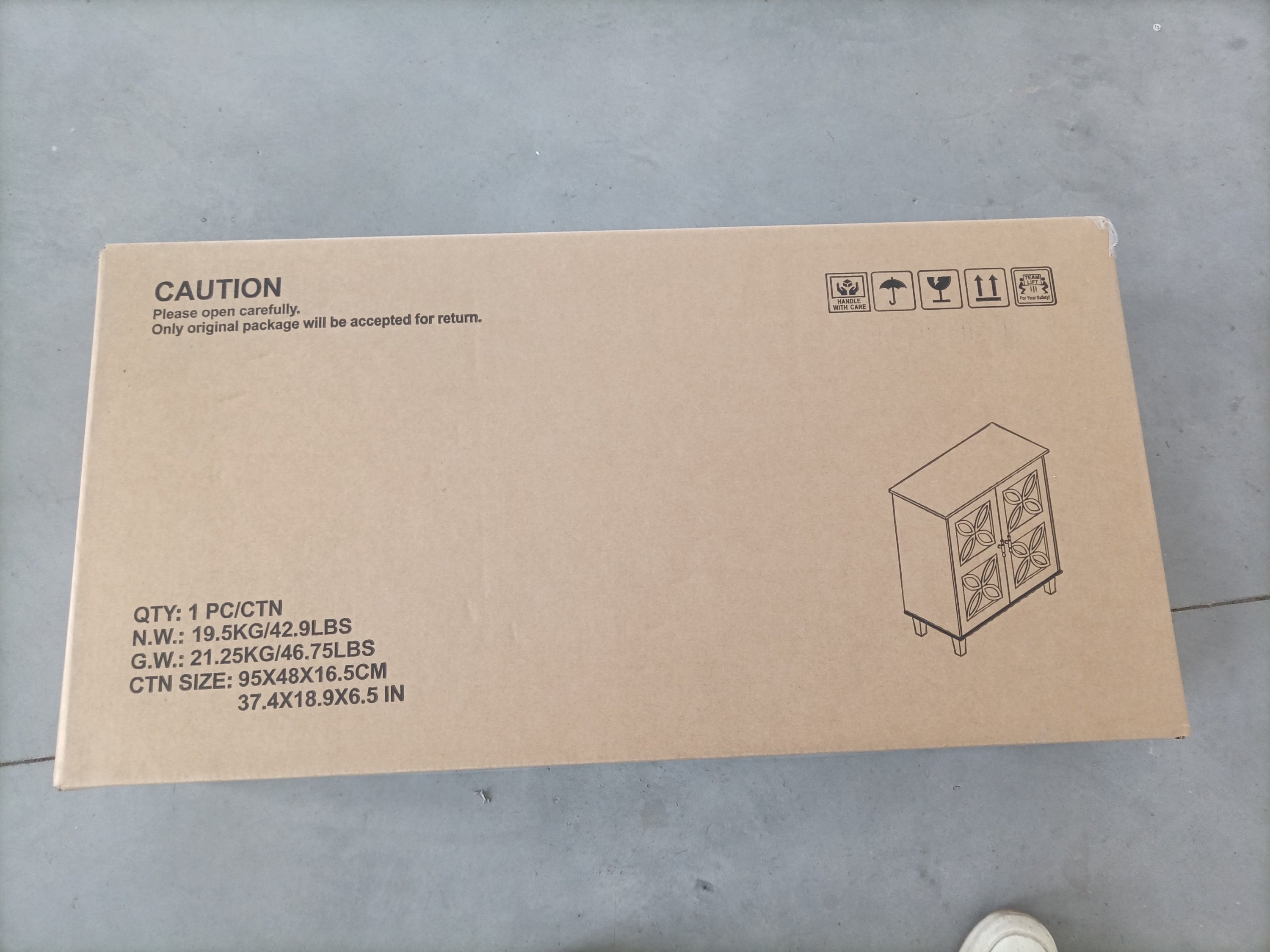 Modern Retro Sideboard Buffet Storage Cabinet with Adjustable Shelves and Tempered Glass Doors in Cream Color