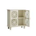 Modern Retro Sideboard Buffet Storage Cabinet with Adjustable Shelves and Tempered Glass Doors in Cream Color