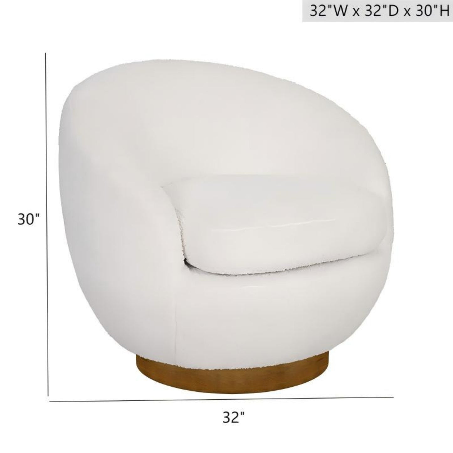Shearling Sherpa Swivel Chair with Wood Base Cream Fabric and Solid Wood Construction Accent Chair