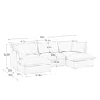 Slipcovered U Shape Sectional Deep Seat Sofa Couch, 3 Seater Sofa with French Edges Design Multiple Big Pillows, Modular Deep Seat Sectional Sofa Comfy Cloud Couch for Living Room, Apartment, Cream