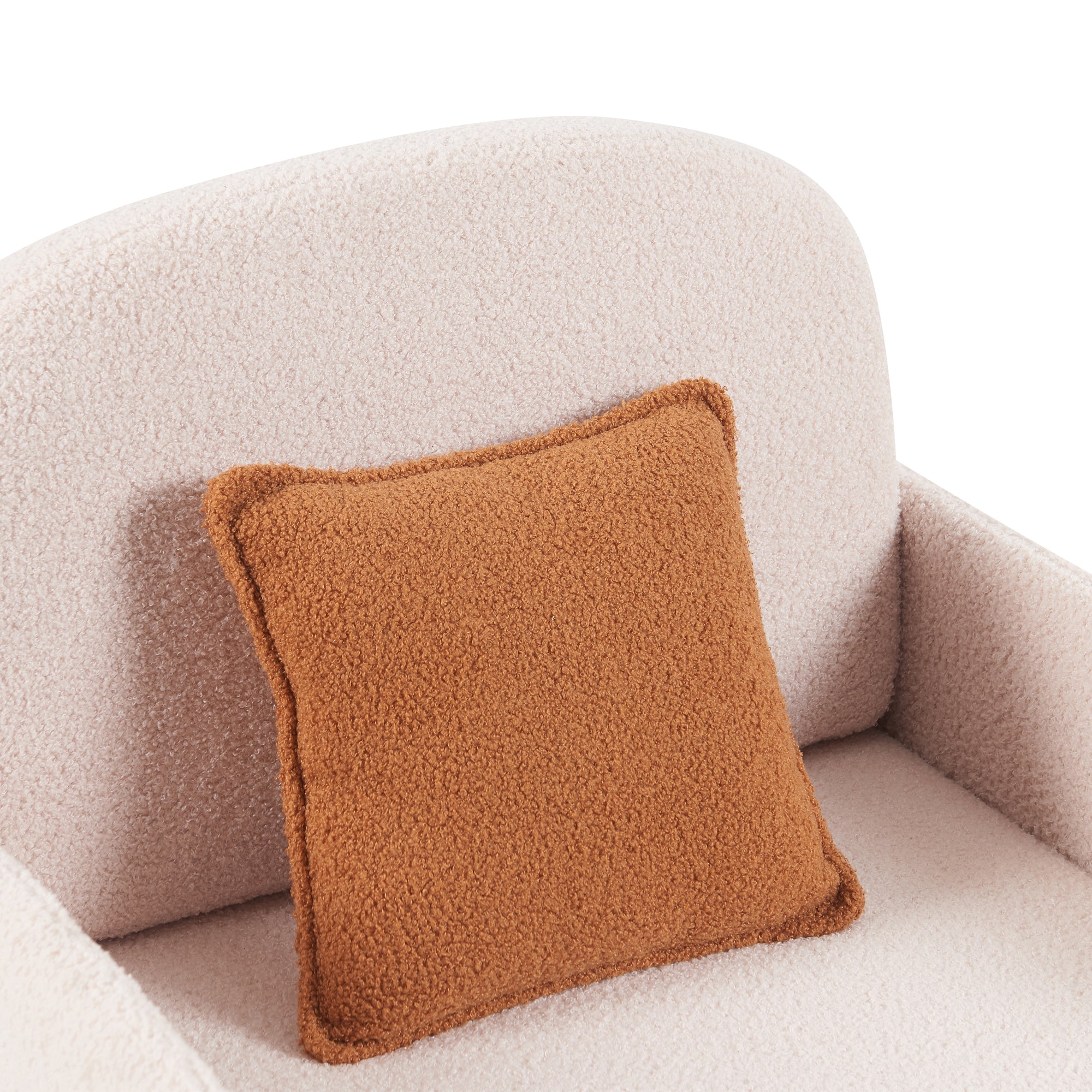 Furniture Style 2 in 1 Pet Friendly Fluffy Fabric Sherpa Upholstered Leisure Armchair with Lumbar Pillow for Living Room Bedroom Home and Office, Cream White
