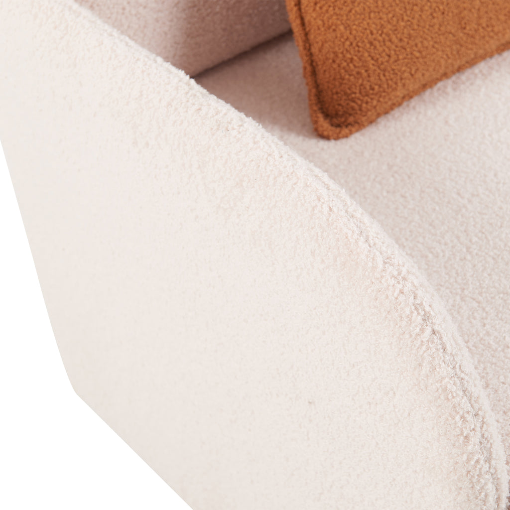 Furniture Style 2 in 1 Pet Friendly Fluffy Fabric Sherpa Upholstered Leisure Armchair with Lumbar Pillow for Living Room Bedroom Home and Office, Cream White