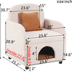 Furniture Style 2 in 1 Pet Friendly Fluffy Fabric Sherpa Upholstered Leisure Armchair with Lumbar Pillow for Living Room Bedroom Home and Office, Cream White