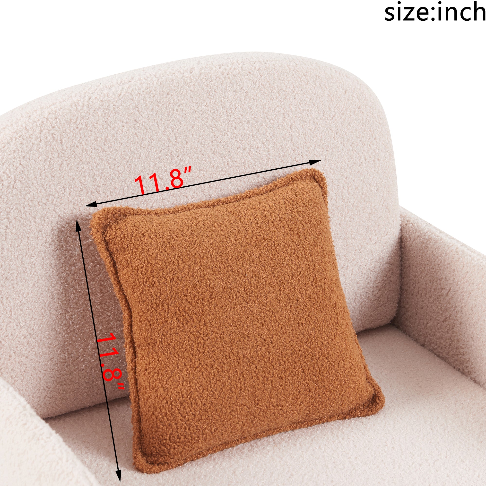 Furniture Style 2 in 1 Pet Friendly Fluffy Fabric Sherpa Upholstered Leisure Armchair with Lumbar Pillow for Living Room Bedroom Home and Office, Cream White
