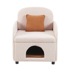 Furniture Style 2 in 1 Pet Friendly Fluffy Fabric Sherpa Upholstered Leisure Armchair with Lumbar Pillow for Living Room Bedroom Home and Office, Cream White