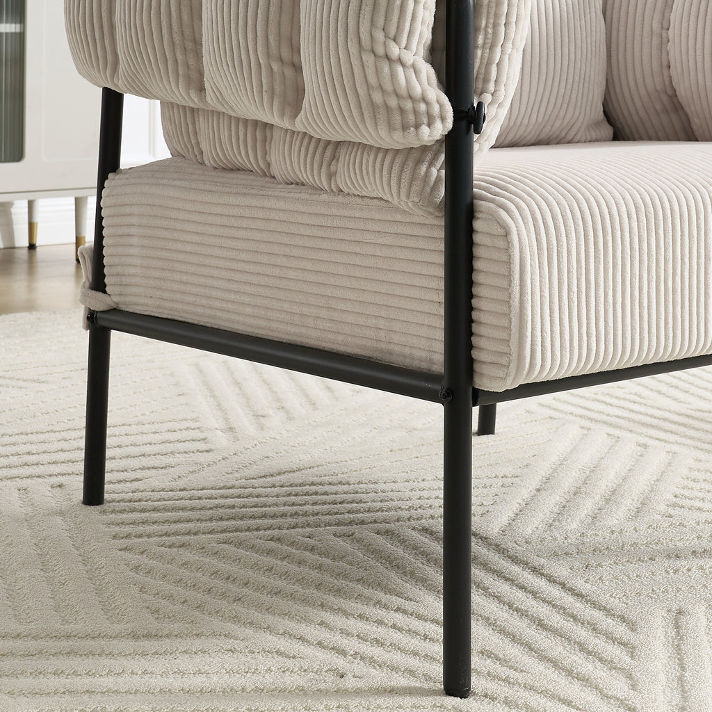 TS Modern decorative chair, living room side chair with gold metal legs, no wheels, suitable for dressing area, reception room, office,Teddy fleece upholstered metal foot sofa 1PC Creamy White Accent Chair