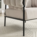 TS Modern decorative chair, living room side chair with gold metal legs, no wheels, suitable for dressing area, reception room, office,Teddy fleece upholstered metal foot sofa 1PC Creamy White Accent Chair