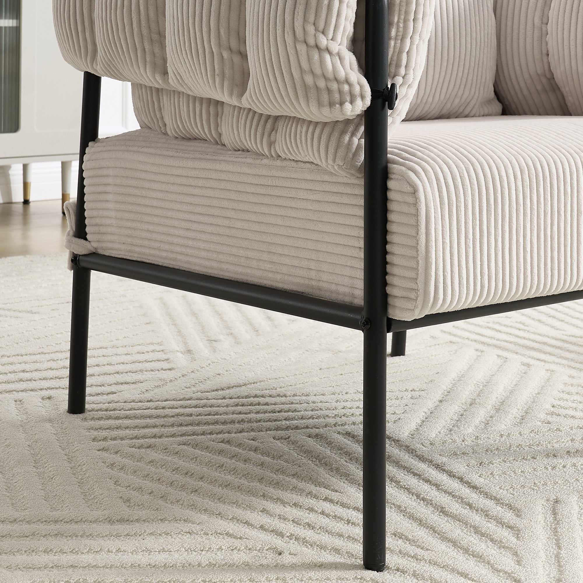 TS Modern decorative chair, living room side chair with gold metal legs, no wheels, suitable for dressing area, reception room, office,Teddy fleece upholstered metal foot sofa 1PC Creamy White Accent Chair