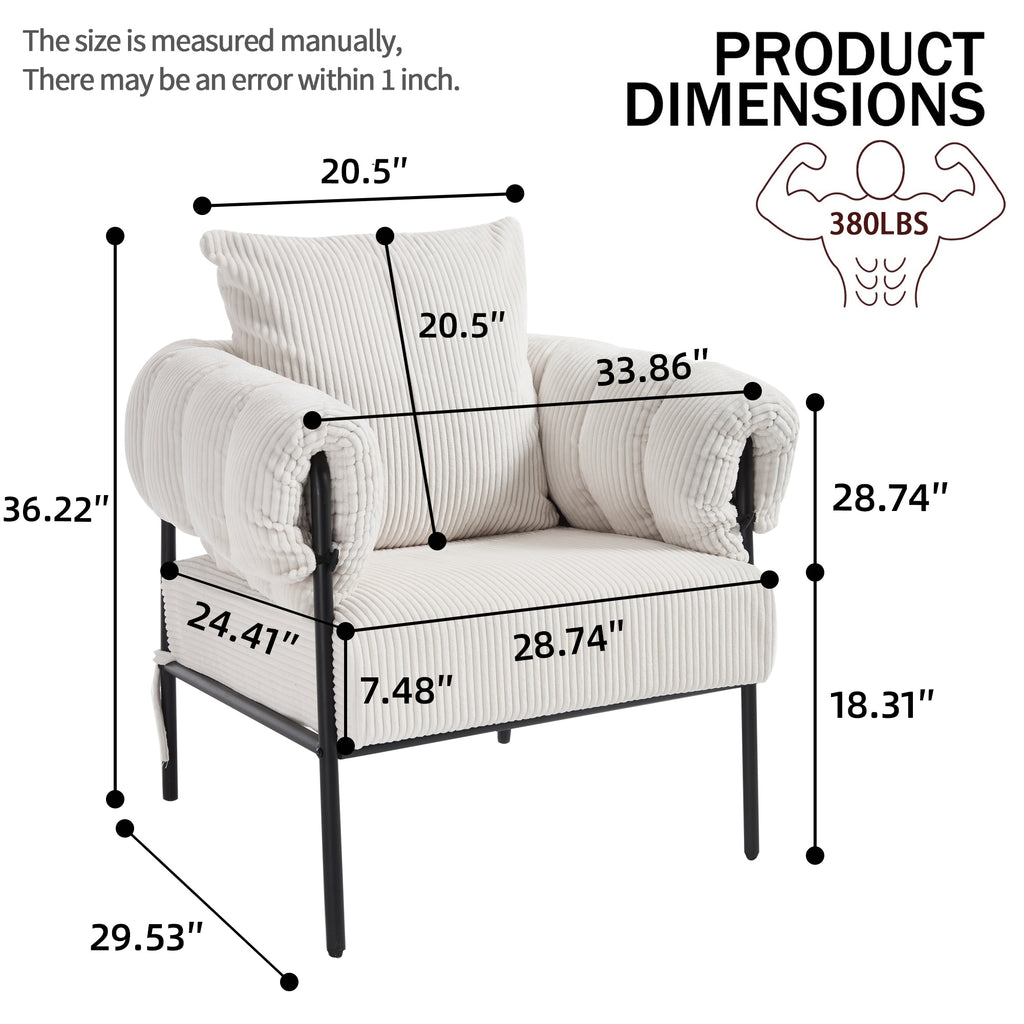 TS Modern decorative chair, living room side chair with gold metal legs, no wheels, suitable for dressing area, reception room, office,Teddy fleece upholstered metal foot sofa 1PC Creamy White Accent Chair