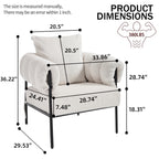 TS Modern decorative chair, living room side chair with gold metal legs, no wheels, suitable for dressing area, reception room, office,Teddy fleece upholstered metal foot sofa 1PC Creamy White Accent Chair