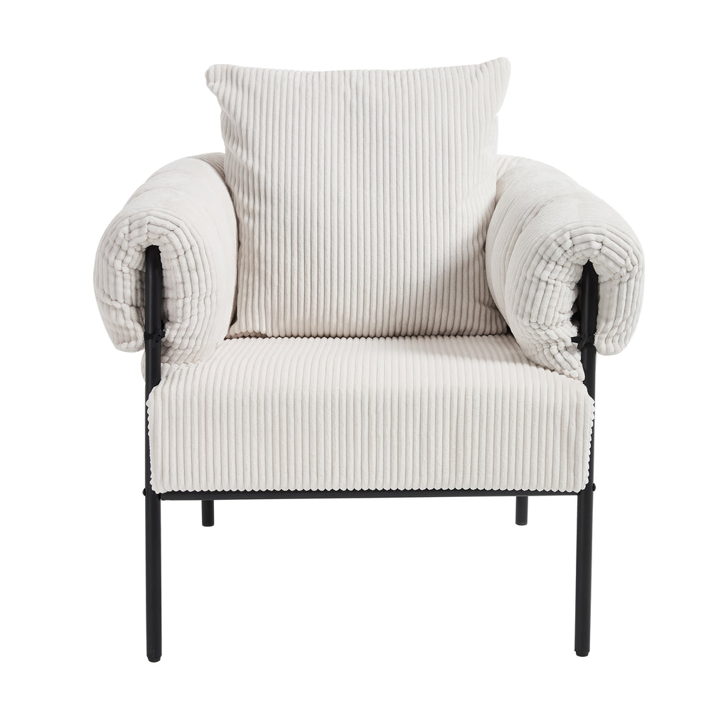 TS Modern decorative chair, living room side chair with gold metal legs, no wheels, suitable for dressing area, reception room, office,Teddy fleece upholstered metal foot sofa 1PC Creamy White Accent Chair