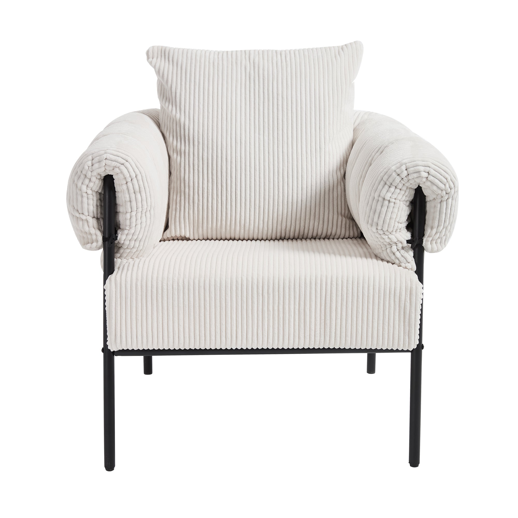 TS Modern decorative chair, living room side chair with gold metal legs, no wheels, suitable for dressing area, reception room, office,Teddy fleece upholstered metal foot sofa 1PC Creamy White Accent Chair