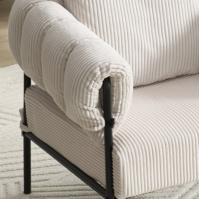 TS Modern decorative chair, living room side chair with gold metal legs, no wheels, suitable for dressing area, reception room, office,Teddy fleece upholstered metal foot sofa 1PC Creamy White Accent Chair