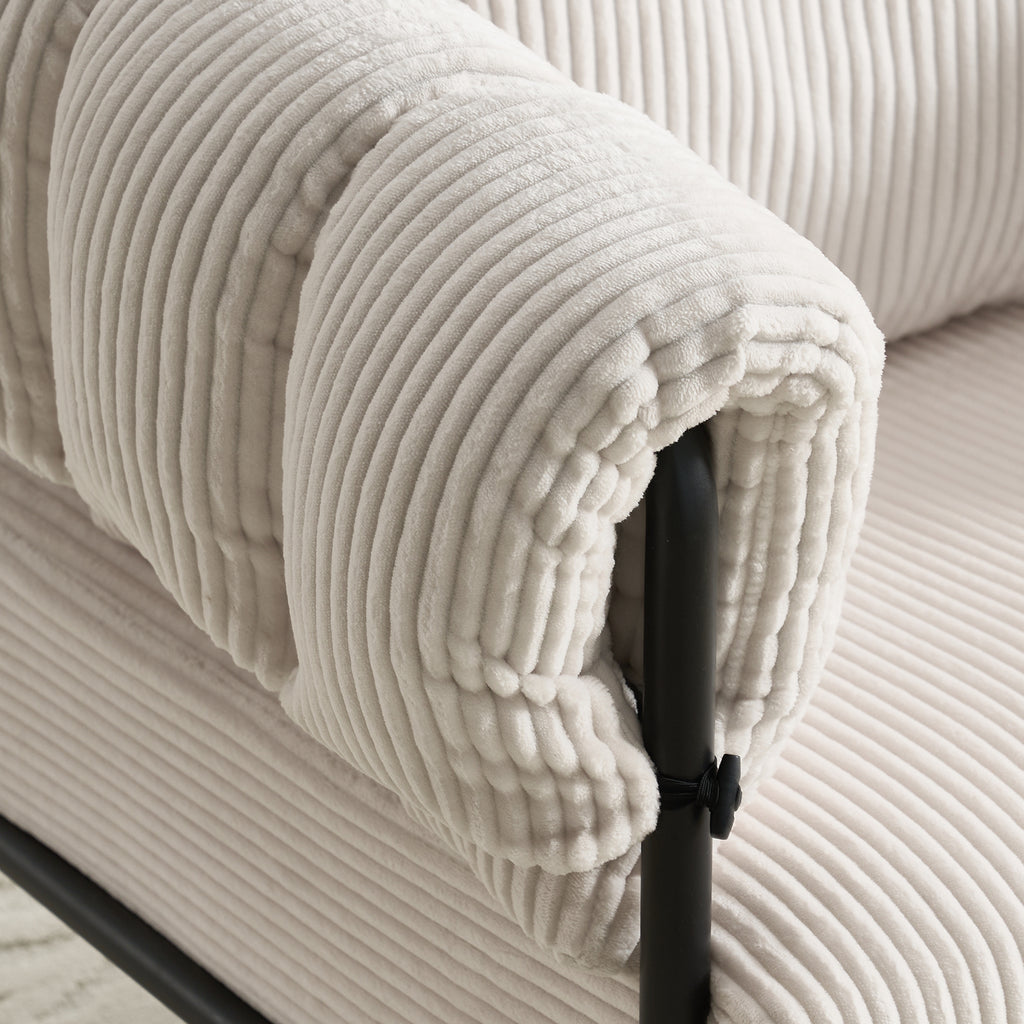 TS Modern decorative chair, living room side chair with gold metal legs, no wheels, suitable for dressing area, reception room, office,Teddy fleece upholstered metal foot sofa 1PC Creamy White Accent Chair