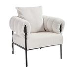 TS Modern decorative chair, living room side chair with gold metal legs, no wheels, suitable for dressing area, reception room, office,Teddy fleece upholstered metal foot sofa 1PC Creamy White Accent Chair