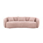 93.6'' Mid Century Modern Curved Living Room Sofa, 4-Seat Boucle Fabric Couch for Bedroom, Office, Apartment,Pink - Groovy Boardz