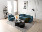 360° Swivel Mid Century Modern Curved Sofa, 1-Seat Cloud couch Boucle sofa Fabric Couch, Blue