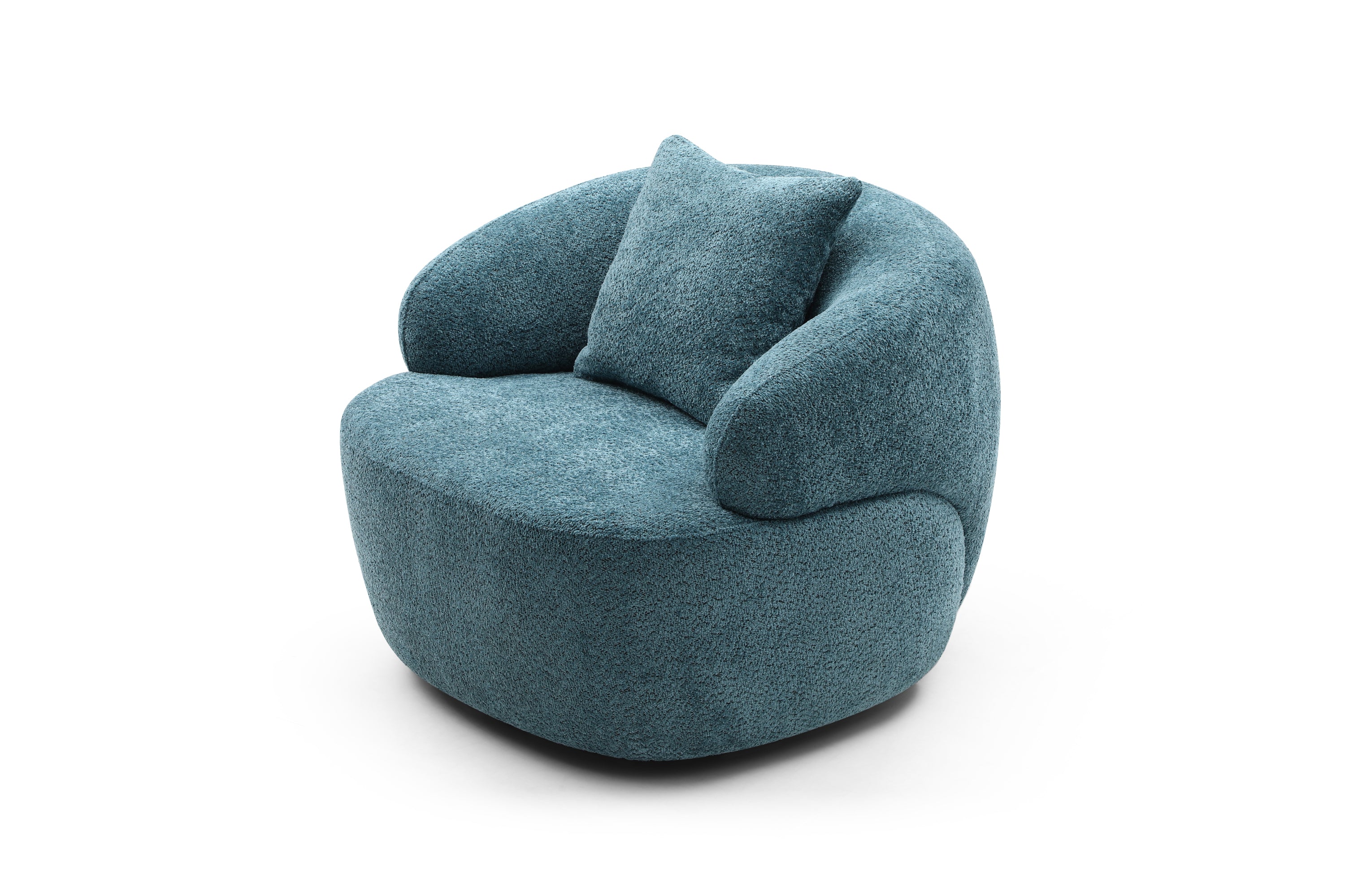 360° Swivel Mid Century Modern Curved Sofa, 1-Seat Cloud couch Boucle sofa Fabric Couch, Blue